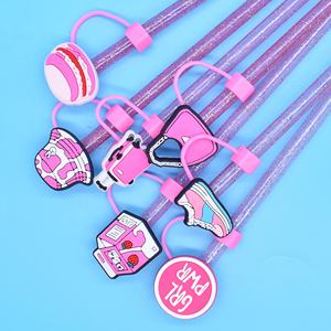 Adorno de Plástico Rosa de 10mm para Pajitas, Personalizado, Creativo, Decorativo para Fiestas, con Cubierta Antipolvo, Diseño de Sombrero de Paja, Superventas - Product Image 2