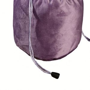 Velvet Fabric Bag Drawstring Bags Custom Designed Logo Suede Round Bottom Jewelry Storage Pouch Wholesale - Product Image 4