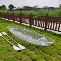 Bateau à rames pour deux personnes avec cadre en aluminium, kayak, canoë transparent avec pagaies