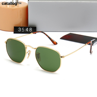 Lunettes de soleil hexagonales de luxe pour homme et femme, monture en métal noir, verres vert foncé anti-lumière bleue UV400, style vintage rétro, petite monture, OEM