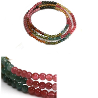 Zooying 4-5mm Natural Mix Tourmaline Natural Stone Bead Quartz Bracelet Women Men Fashion Semi-precious Jewelry