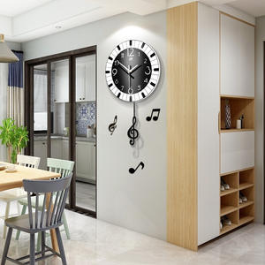 Notes de musique modernes, <span class=keywords><strong>grande</strong></span> horloge murale en bois avec <span class=keywords><strong>pendule</strong></span> pour décoration de maison, minimaliste, silencieuse, nouvelle collection - Product Image 2