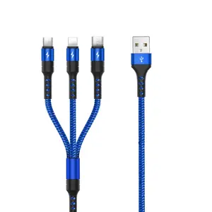 New Hot-Selling Usb Charger Cable 3-In-1 Multi-Use Mobile Phone Fast Charging Synchronous Data Cable