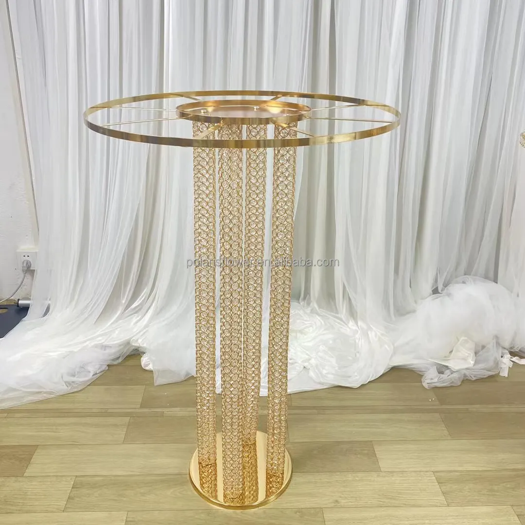 Vaso alto centrotavola oro per la decorazione della tavola di nozze