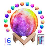 Alta calidad 3D personalizado Led Luna Llena globo noche luz 16 colores cambiantes Rgb lámpara Lunar para habitación