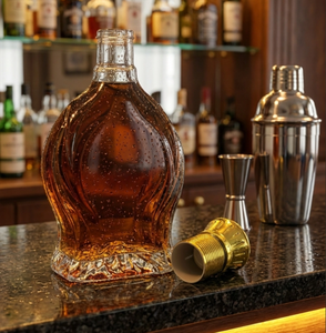 زجاجة نبيذ مربعة شفافة سميكة بسعة 750 مل بتصميم مخصص للعلامات التجارية، مناسبة للمشروبات الكحولية والويسكي وXO مع سدادة فلين - Product Image 1