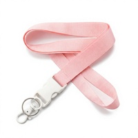 Lanière plate rose en polyester avec boucle ABS pour porte-badge et carte d'accès