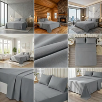 Parure de draps d'hôtel de luxe en satin 100 % polyester tissé 300 fils, style moderne, écologique, antibactérienne, taille King, couleur unie