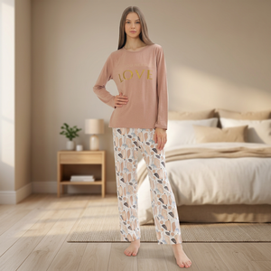 Casual <b>Knitted</b> Full Length Regular Fit Women's 2-Piece Eco-Friendly Breathable Daily Wear <b>Sets</b> - Product Image 2