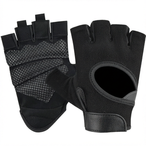 Gants de fitness noirs demi-doigts pour l'entraînement, la musculation, le cross-training, la protection contre les callosités - Product Image 1
