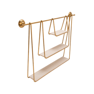 Mensola a Parete a Tre Livelli in Metallo e Legno, Organizzatore Espositivo per Arredamento Casa - Product Image 3