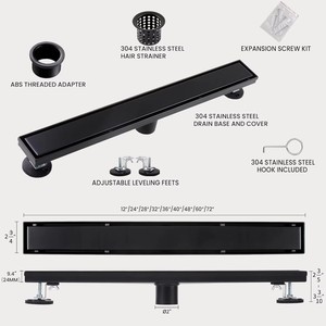 Desagüe de Ducha de 12 Pulgadas 2 en 1 con Inserto para Azulejos, Negro Mate, Acero Inoxidable 304 - Product Image 6