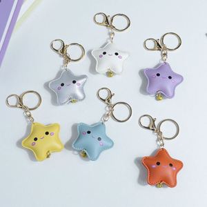 Healing PU Leather Star Keychain Pendant Cute Bell Carabiner Keychain Durable <b>Key</b> <b>Ring</b> <b>Bag</b> Decoration - Product Image 3