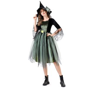 Disfraz de bruja, falda de tul verde oscuro, disfraz de Halloween para adultos, traje de fiesta para juegos de rol, talla M L XL - Product Image 5