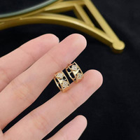 Boucles d'oreilles créoles en or jaune 18 carats avec diamants de laboratoire, boucles d'oreilles clous tendance, boucles d'oreilles en diamants de laboratoire, boucles d'oreilles en diamants, boucles d'oreilles en or