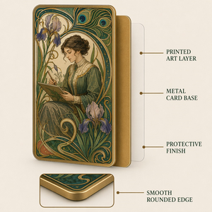 Carte Collezionabili in Metallo Stampate Personalizzate in Stile Art Nouveau, Carte Souvenir Vintage con Ritratti Floreali, Regalo all'Ingrosso - Product Image 3