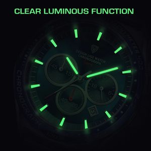 Nouvelle montre pour homme en acier inoxydable noir, bracelet tendance, sport, décontractée, quartz, étanche, lumineuse, calendrier, chronographe, aiguilles - Product Image 5