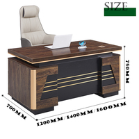 Bureau de travail pour ordinateur de bureau à domicile avec grain de bois de 50 mm d'épaisseur, bureau de direction pour le travail à domicile avec grand rangement