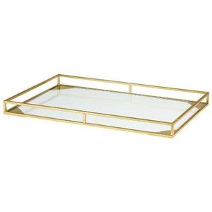 Haute qualité taille personnalisée conception à la main miroir plateau en verre nouveau laiton plaqué en acier inoxydable article décoratif le plus vendu - Product Image 4