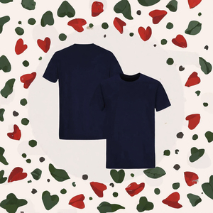 Unisex <b>Navy</b> <b>Blue</b> Jersey Fabric 230g Short Sleeve Crew Neck Casual T-<b>Shirt</b> with Pattern Tops - Product Image 3