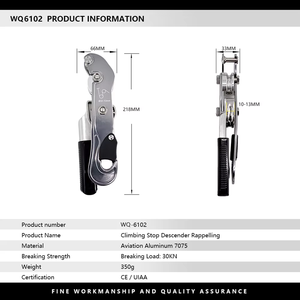 Discensore Autobloccante Certificato CE EN 341 da 30KN per Soccorso Professionale e Accesso su Corda, Autobloccante 10-13mm - Product Image 6