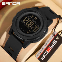 Montre homme Sanda 2189, chronographe de marque haut de gamme, fitness, course à pied, calories, étanche 50 m, montre numérique LED, montre-bracelet homme