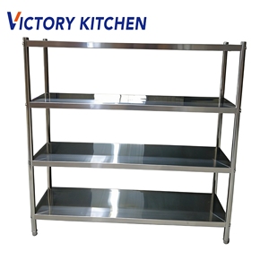 Étagère de rangement au sol à 4 niveaux en acier inoxydable Victory Kitchen Silver201 08mm, non pliable, écologique, réglable - Product Image 2