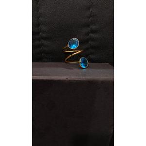 Gold Bypass <b>Ring</b> - Double Gemstone Statement <b>Ring</b> - <b>Adjustable</b> - Product Image 5