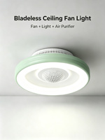 Ventilateur de plafond sans pales Yeyun à profil bas avec lumière LED, purificateur d'ions plasma, sûr pour la famille