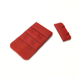 Bandes de crochets et œillets en nylon enduit, 3 rangées, 2 crochets, couleur rouge, accessoires pour sous-vêtements féminins - Product Image 3