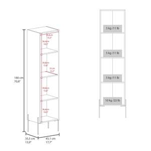 DB Hagi Armoire shaker en lin de 71 pouces avec étagère à quatre niveaux et une porte pour le rangement de la salle de bain - Product Image 3