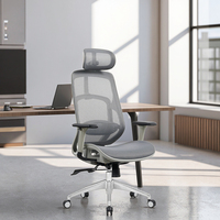 Chaise de bureau exécutive réglable en maille ergonomique avec base pivotante en acier moderne, vérin à gaz certifié classe 3, soutien lombaire réglable pendant 3 ans