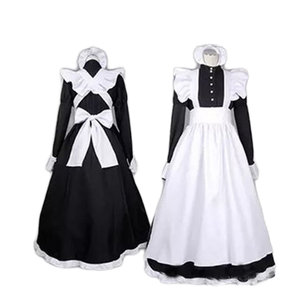 Disfraz de Mucama Transgénero, Vestido Largo Victoriano Blanco y Negro, Inspirado en Películas y Series de Televisión, para Halloween, Unisex, de Poliéster - Product Image 1