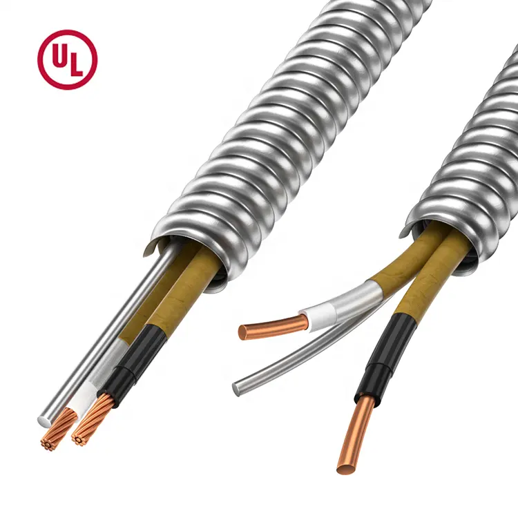 OEM Factory Pure Copper 14/2 12/2 14/3 AWG Power AC90 BX Wire Electrical Aluminum Interlocking Armoured Control Cable
