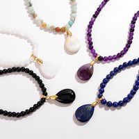 Collier de perles en pierres précieuses naturelles, long pendentif en cristal en forme de goutte, bijoux de yoga et de guérison, cadeau pour femme