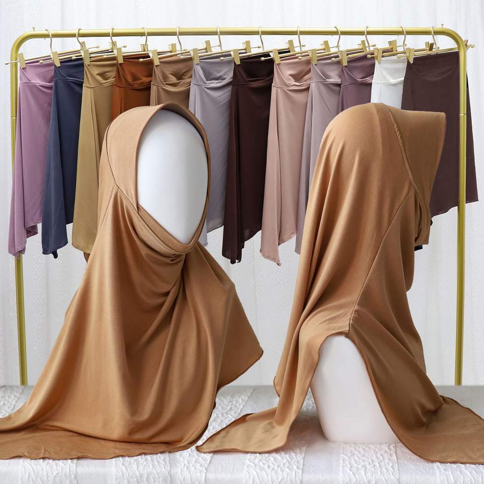 Hijab musulmán multicolor de lujo personalizado de Dubái 2025 para mujer, pañuelo modesto de cobertura total de tela lisa