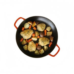 Poêle à frire peu profonde en fonte émaillée avec couvercle en verre pour sauter, mijoter et faire cuire à l'ouatine - Product Image 3