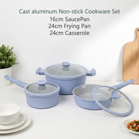 Ensemble de casseroles et poêles individuelles OEM Morden Safe en aluminium moulé, 6 pièces, revêtement céramique antiadhésif, pour petite cuisine