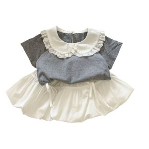 Girls Summer Bubble Dress Set Short Sleeve With Lace <b>Collar</b> Breathable <b>Cake</b> Skirt For Baby Girls - Product Image 5