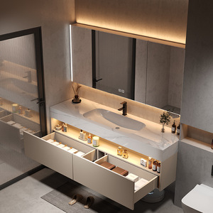 Mobile <span class=keywords><strong>Bagno</strong></span> Moderno JINGSHUN Eco-Friendly Certificato CE Salvaspazio in Legno con Lavabo Integrato - Product Image 2