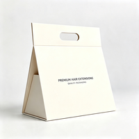Boîte cadeau triangulaire pliable en papier avec poignée découpée, logo personnalisé, emballage de luxe pour extensions de cheveux, perruques, vêtements
