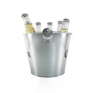 Stock 5L 8L Round Small Metal Beer Wine Champagne Galvanized Ice Bucket With Bottle Opener