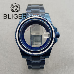 Boîtier de montre de haute qualité 40mm pour NH34/NH35/NH36 <span class=keywords><strong>loupe</strong></span> en saphir en acier plaqué bleu <span class=keywords><strong>lunette</strong></span> en céramique - Product Image 6