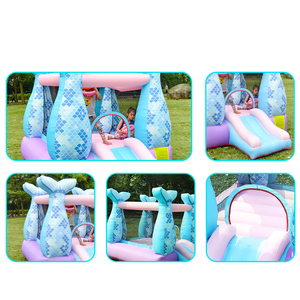 Castello Gonfiabile a Tema Sirena in Offerta, Piccolo Castello Rimbalzante Domestico con Mini Scivolo per Bambini - Product Image 6
