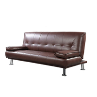 Marrón/Negro Cómodo 3 Plazas Clic Clac Sofá Cama Convertible Negro PU Cuero Muebles para el hogar Futón para el alojamiento de invitados