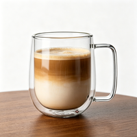 Vente en gros OEM – Tasses à café et thé en verre borosilicate à double paroi isolant thermiquement, 250 ml, 350 ml, 450 ml