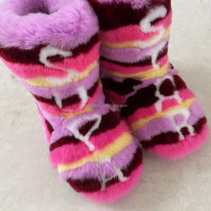 Sepatu bot tinggi wanita, sepatu bot musim dingin bulu kelinci asli - Product Image 6