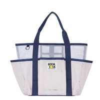 Bolso de Playa de Malla de Poliéster de Moda, Gran Capacidad, Doble Capa, Almacenamiento Dividido, Multiusos, Uso Diario, Cross-Country