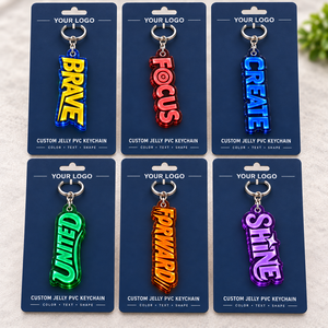 Porte-clés en acrylique avec texte imprimé UV – Forme irrégulière – Motifs : Brave, Focus, Create, United, Forward, Shine – Cadeau promotionnel en plastique – OEM ODM – Homme - Product Image 3