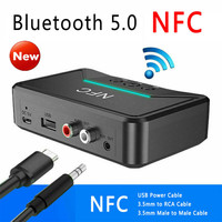 Adaptateur audio sans fil stéréo BT200 NFC pour récepteur 5.0, prise AUX 3,5 mm RCA, lecture intelligente de clé USB, kit voiture, haut-parleur en plastique